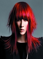kategoria czerwone fryzury długie z prostą grzywką do oczu, włosy cieniowane